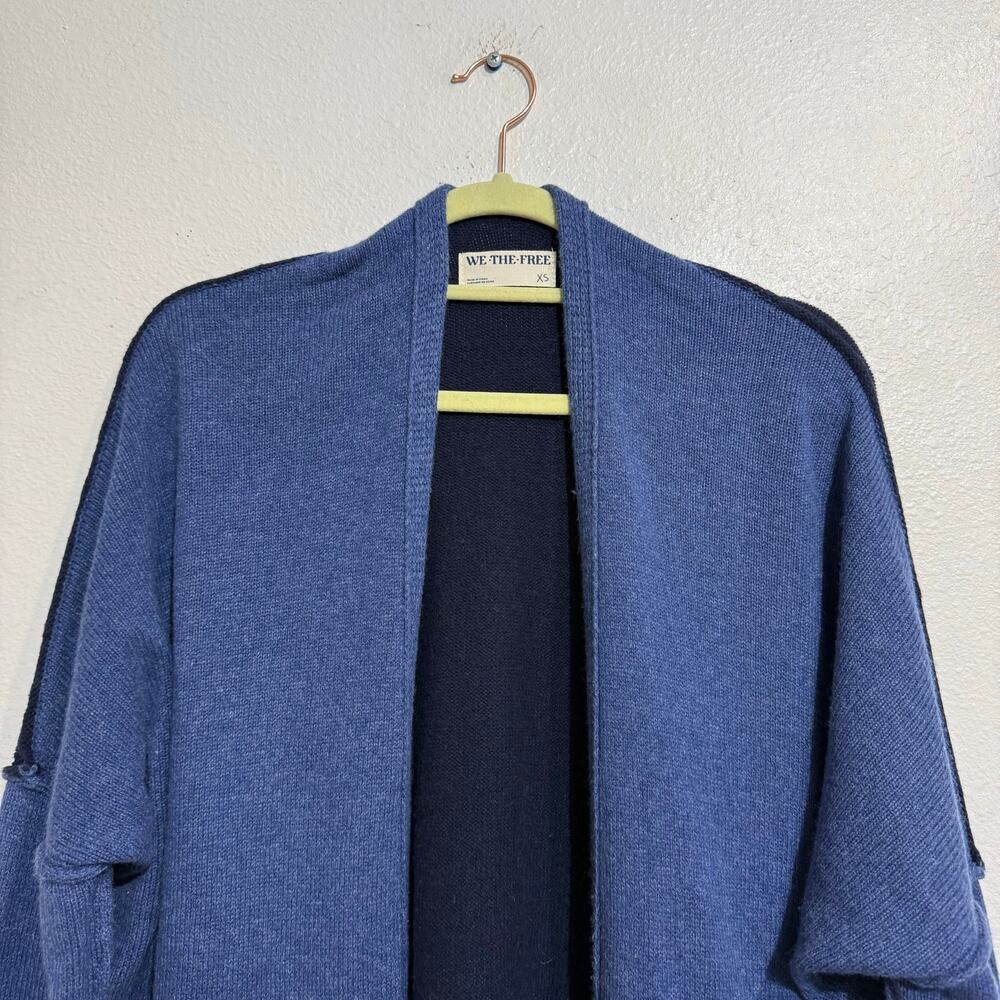 Free People We The Free Blue Open Front Oversized Cardigan Sweater Sz XS - Picture 3 of 12